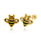 14kt Bees Enamel Stud Earrings- Children's (IN STOCK NOW)