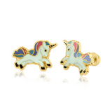 14kt Unicorn Enamel Stud Earrings- Children's (IN STOCK NOW)