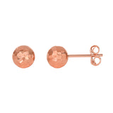 14K Gold 7Mm Diamond Cut Post Earring