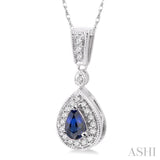 Pear Shape Gemstone & Diamond Pendant