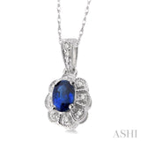 Oval Shape Gemstone & Diamond Pendant