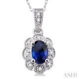 Oval Shape Gemstone & Diamond Pendant