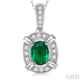 Oval Shape Gemstone & Diamond Pendant