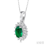 Oval Shape Gemstone & Diamond Pendant