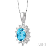 Oval Shape Gemstone & Diamond Pendant