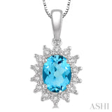 Oval Shape Gemstone & Diamond Pendant