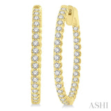 1 Ctw Inside-Out Round Cut Diamond Hoop Earrings in 14K Yellow Gold