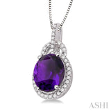 Oval Shape Gemstone & Diamond Pendant