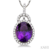 Oval Shape Gemstone & Diamond Pendant