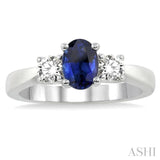 Oval Shape Gemstone & Diamond Ring