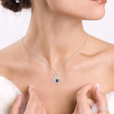 Silver Heart Shape Diamond & Gemstone Fashion Pendant