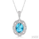 Oval Shape Gemstone & Diamond Pendant