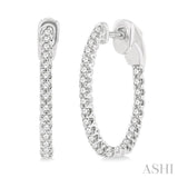 3/4-Inch Round Inside-Out Diamond Hoop Earrings