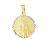 14K Two-Tone Gold Blessed Mary Religious Medal