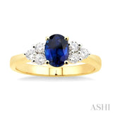 Oval Shape Gemstone & Diamond Ring