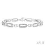 Silver Paper Clip Diamond Fashion Bracelet