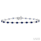 Oval Shape Gemstone & Diamond Bracelet