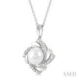 Silver Pearl & Diamond Pendant