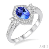 Oval Shape Gemstone & Diamond Ring