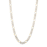 14K 8Mm White Pave Modern Lite Figaro Chain