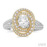 Oval Shape Semi-Mount Diamond Engagement Ring