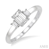 1/6 ctw Baguette Diamond Semi-Mount Engagement Ring in 14K White Gold