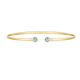 14K Blue Topaz Open Cuff Bangle