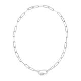 Silver White CZ Carabiner Necklace