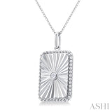 Silver Rectangle Shape Medallion Diamond Pendant