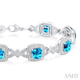 Silver Gemstone & Diamond Bracelet