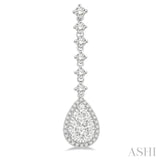 Pear Shape Halo Lovebright Diamond Long Earrings