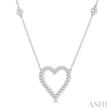 Heart Shape Diamond Station Necklace