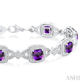 Silver Gemstone & Diamond Bracelet