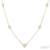 Bezel Set Graduated Diamond Station Necklace