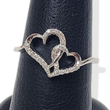 14kt White Gold Double Heart Diamond Ring