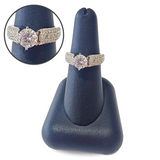 14kt white gold princess, round cut semi-mount ring