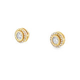 14kt yg halo diamond studs (IN STOCK NOW)